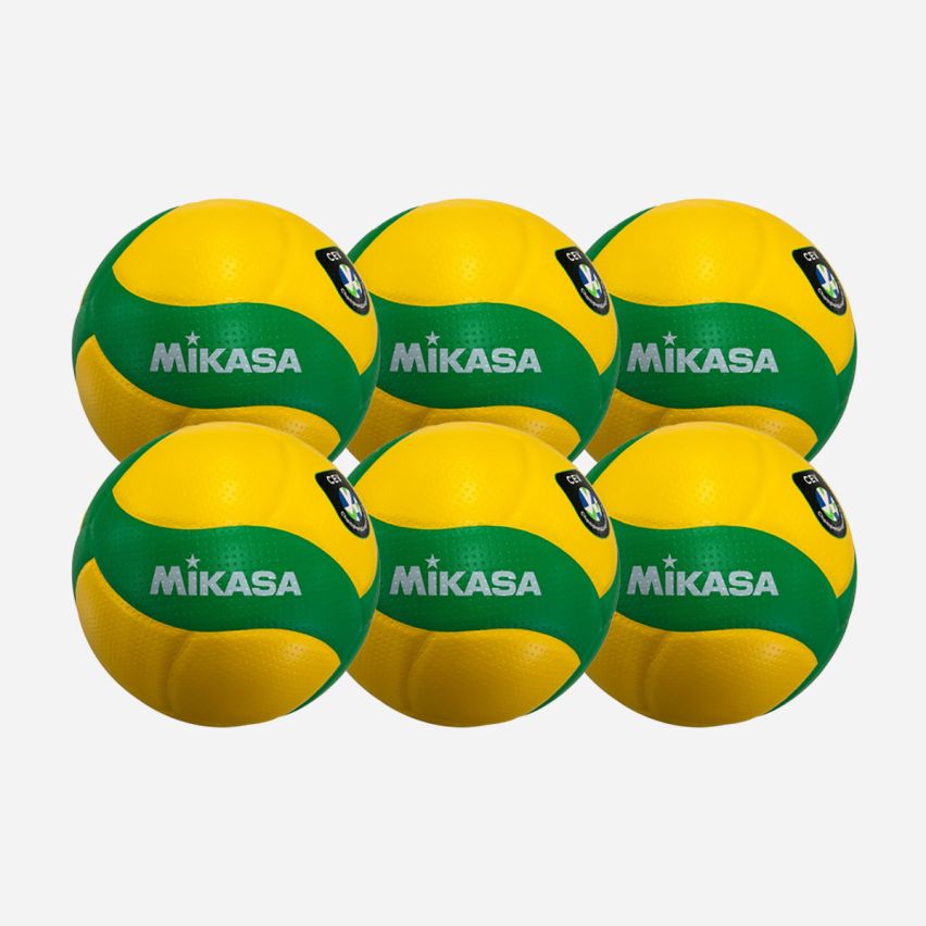 Mikasa Volleyball V200W-CEV yellow/green (6-Pack)