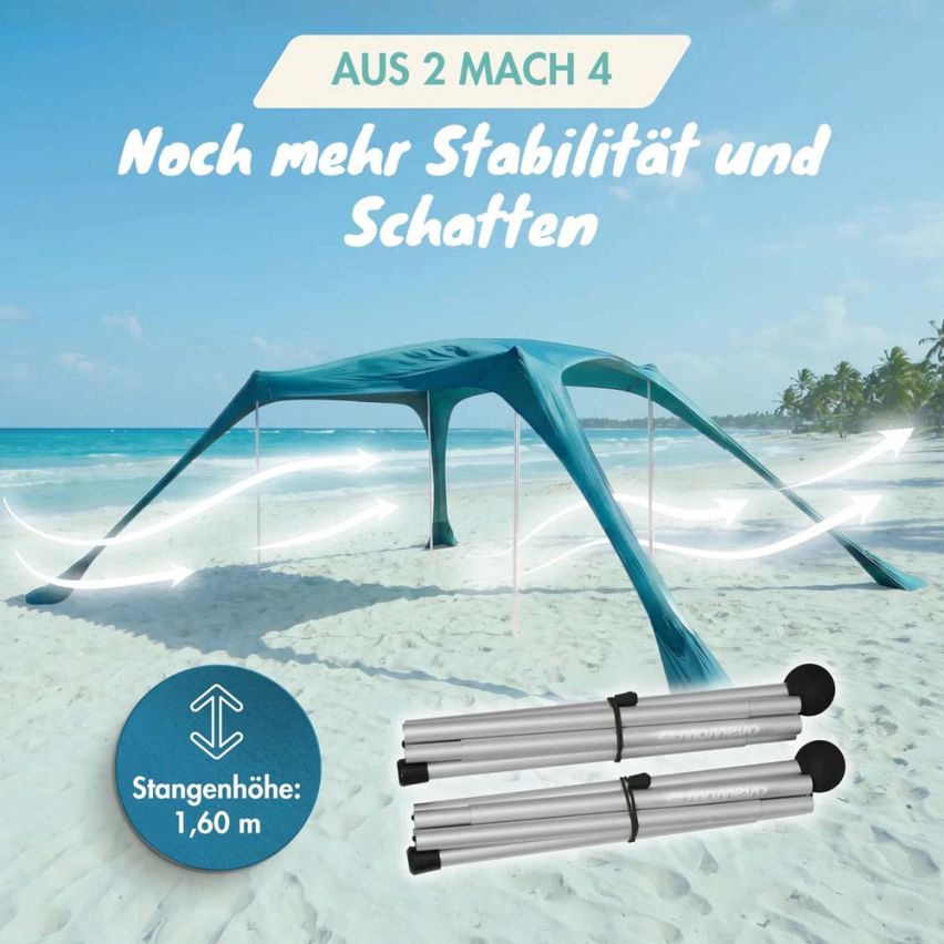  momevo Faltbare Alu-Stangen für das Sunsail Strandzelt (Paar)