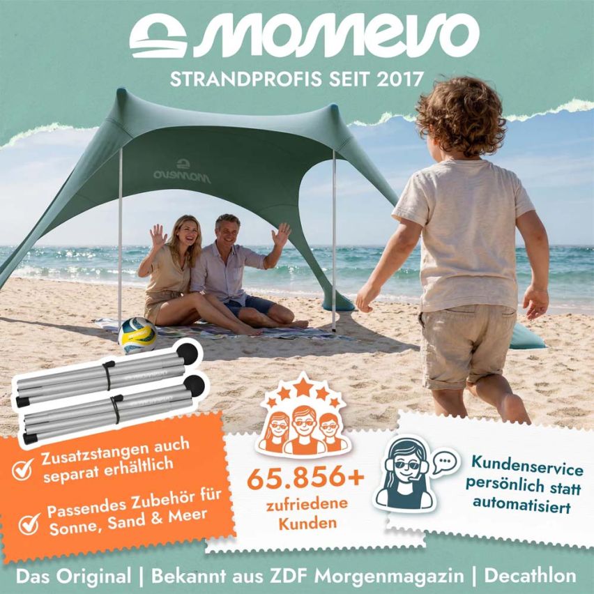 momevo Sunsail Strandzelt Sonnensegel UPF50+ oliv