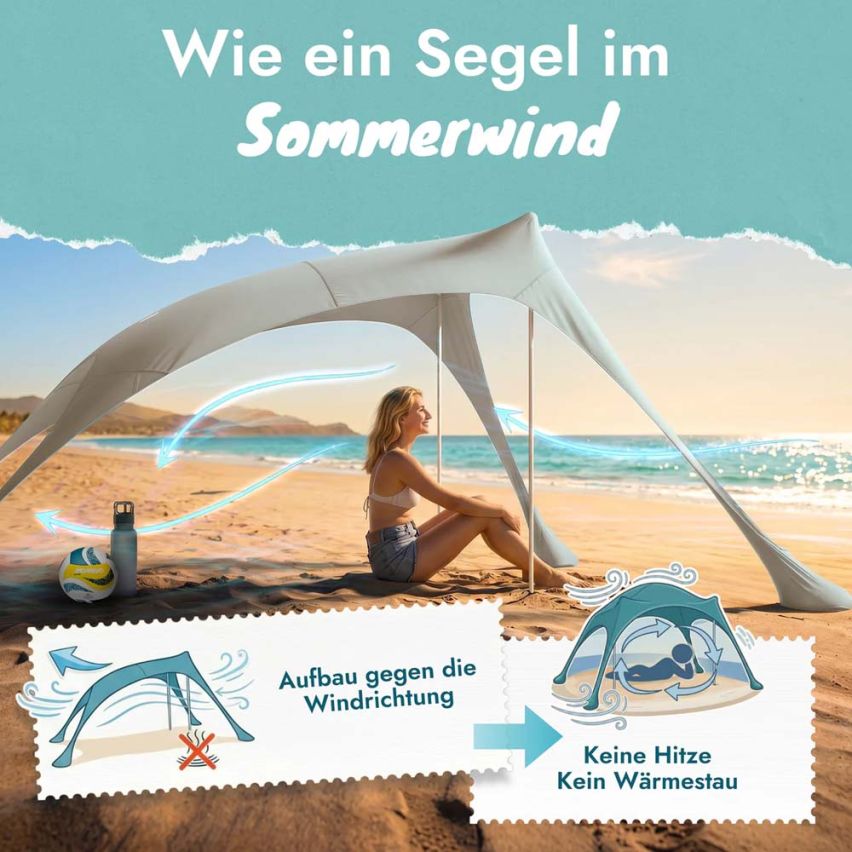 momevo Sunsail Strandzelt Sonnensegel UPF50+ sand