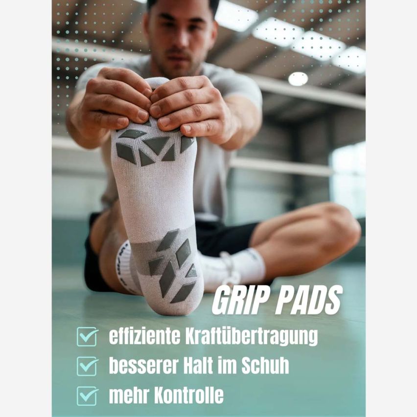 momevo VolleySox Volleyballsocken mit Grip-Pads weiss