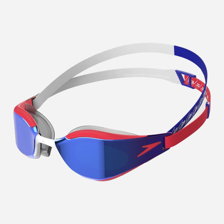 Speedo Schwimmbrille Fastskin Hyper Elite flame red/true blue gespiegelt