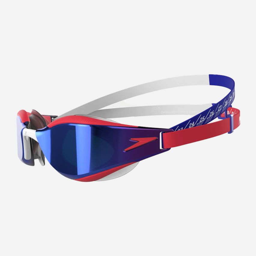 Speedo Schwimmbrille Fastskin Hyper Elite flame red/true blue gespiegelt